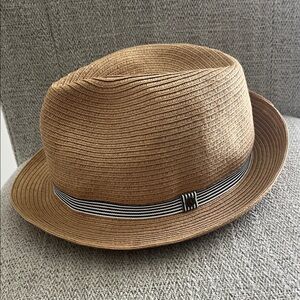 Wallaroo Hat Company Trilogy Trilby 100%paper braided hat tan striped trim
